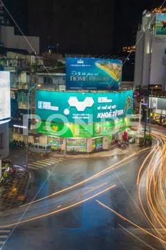 Phu Dong Six-Way Intersection in motion. This is a famous intersection in Cen Stock Photos