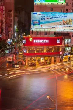 Phu Dong Six-Way Intersection in motion. This is a famous intersection in Cen Stock Photos