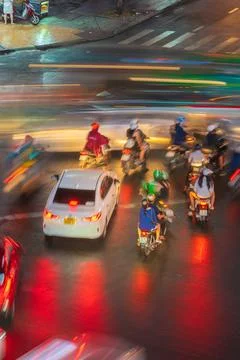 Phu Dong Six-Way Intersection in motion. This is a famous intersection in Cen Stock Photos