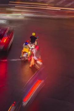 Phu Dong Six-Way Intersection in motion. This is a famous intersection in Cen Stock Photos