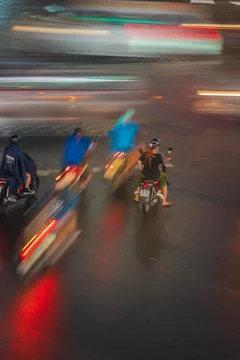 Phu Dong Six-Way Intersection in motion. This is a famous intersection in Cen Stock Photos