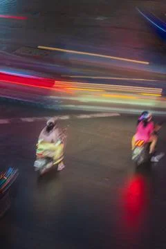 Phu Dong Six-Way Intersection in motion. This is a famous intersection in Cen Stock Photos