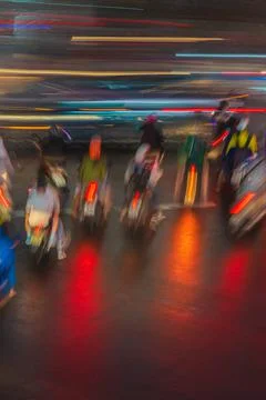 Phu Dong Six-Way Intersection in motion. This is a famous intersection in Cen Stock Photos