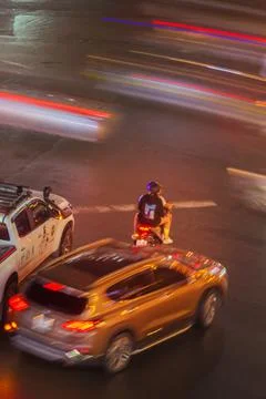 Phu Dong Six-Way Intersection in motion. This is a famous intersection in Cen Stock Photos