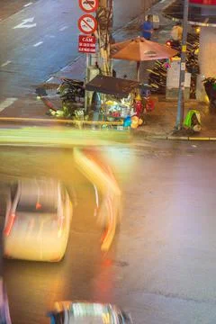 Phu Dong Six-Way Intersection in motion. This is a famous intersection in Cen Stock Photos