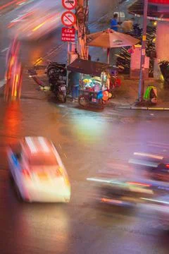 Phu Dong Six-Way Intersection in motion. This is a famous intersection in Cen Stock Photos