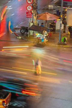 Phu Dong Six-Way Intersection in motion. This is a famous intersection in Cen Stock Photos