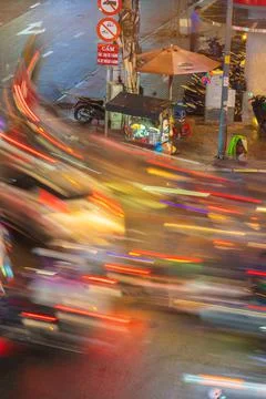 Phu Dong Six-Way Intersection in motion. This is a famous intersection in Cen Stock Photos