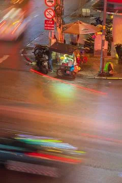 Phu Dong Six-Way Intersection in motion. This is a famous intersection in Cen Stock Photos