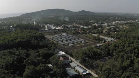 Phu Quoc Coconut Prison concentration camp museum 4K Drone shot Stock Footage 119431285