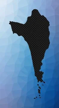Phu Quoc geometric map. Stencil shape of Phu Quoc in low poly style. Stylis.. 스톡 일러스트