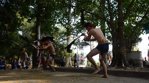 Phu Thai people dancing peacock feathers phu thai style Video stock 59303844