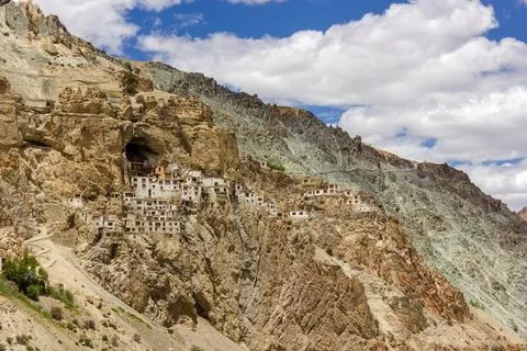 Phugtal Gompa is a Buddhist monastery located in the remote Lungnak Valley .. Stock Photos