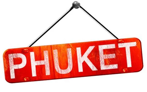 Phuket, 3D rendering, a red hanging sign Stock Illustration