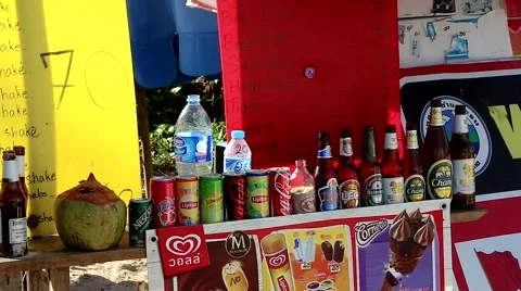 Phuket beach beer bar Stock Footage 50225127