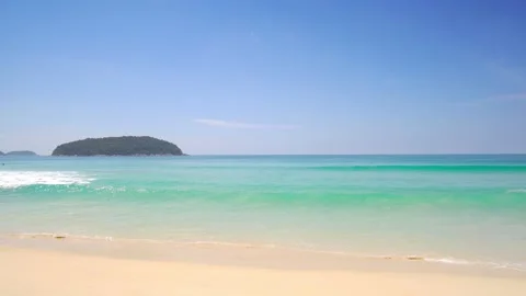 Phuket Beach Sea At Karon Beach Ocean Sea In The Sun Light On Summer 2019. 4K. 動画素材 143365693