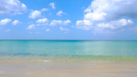 Phuket beach sea, View of beach sea on sun light in the summer. At Karon Beach, Видео 124640345