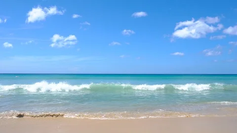 Phuket beach sea, View of beach sea on sun light in the summer. At Karon Beach, 動画素材 124641130