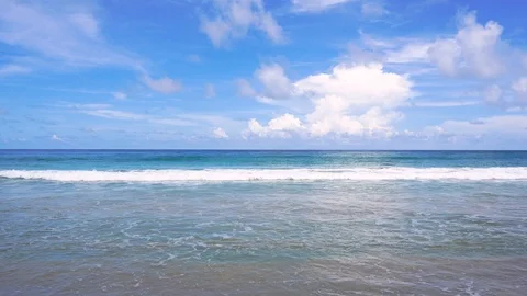 Phuket beach sea, View of beach sea on sun light in the summer. At Karon Beach, Stock Footage 124643696