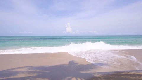 Phuket beach sea, View of beach sea on sun light in the summer. At Karon Beach,  Video stock 139033302