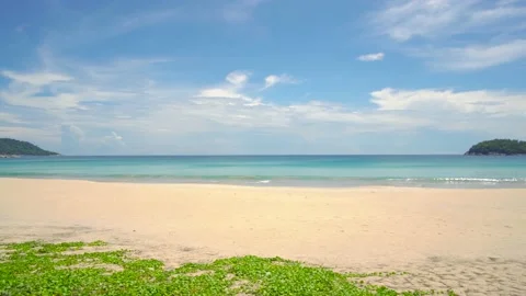 Phuket beach sea, View of beach sea on sun light in the summer. At Karon Beach, Видео 139042471