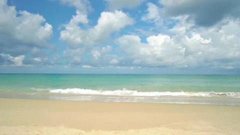 Phuket beach sea, View of beach sea on sun light in the summer. At Karon Beach, Stock Footage 139047340