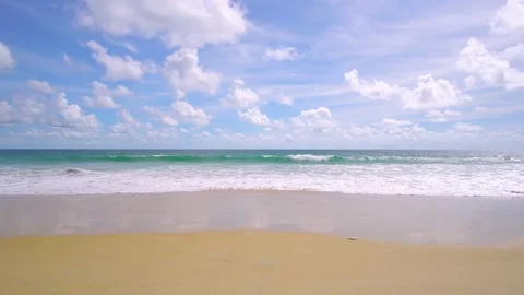 Phuket beach sea, View of beach sea on sun light in the summer. At Karon Beach,  Vídeo Stock 139049440