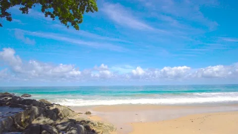Phuket beach sea, View of beach sea on sun light in the summer. At Karon Beach,  스톡 동영상 139050464