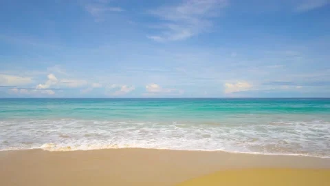 Phuket beach sea, View of beach sea on sun light in the summer. At Karon Beach,  Vídeo Stock 139141920