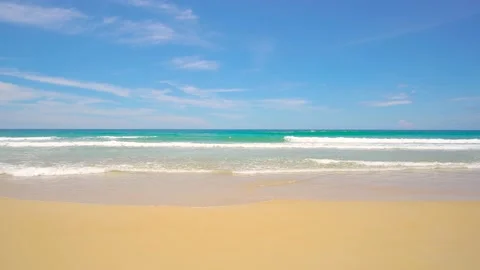 Phuket beach sea, View of beach sea on sun light in the summer. At Karon Beach,  Stock Footage 140779135