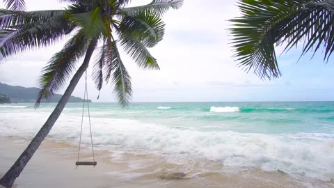 Phuket beach sea, View of beach sea on sun light in the summer. At Karon Beach,  動画素材 140782718