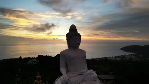 Phuket Big Buddha Statue Meditating in Thailand Stock Footage 335584082
