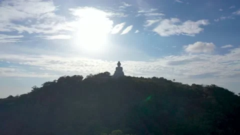 Phuket Big Buddha view from above. Large statue of a sitting Buddha at the top 動画素材 150765461