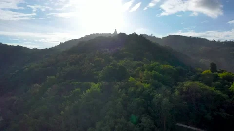 Phuket Big Buddha view from above. Large statue of a sitting Buddha at the top Video stock 150765792
