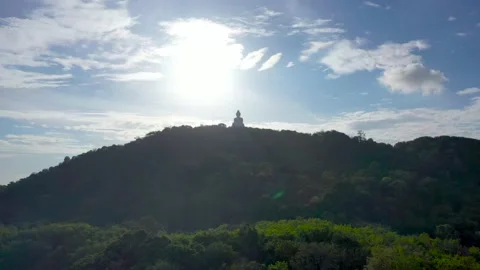 Phuket Big Buddha view from above. Large statue of a sitting Buddha at the top Video stock 150766183