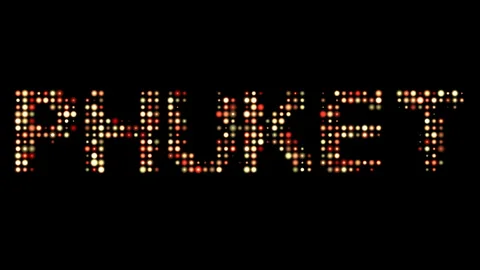 Phuket City Name in Bright Dotty Lights on Black Background Stock Footage 306021829