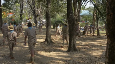 PHUKET- FEB 04 : Group of boy scouts in an elementary school. Stock Footage 124111036