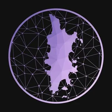 Phuket icon. Vector polygonal map of the island. Phuket icon in geometric s.. Stock Illustration