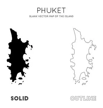 Phuket map. Blank vector map of the Island. Borders of Phuket for your info.. Stock Photos