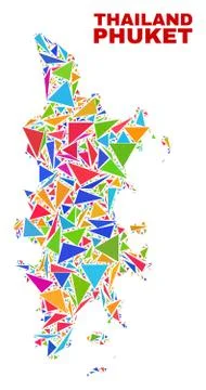 Phuket Map - Mosaic of Color Triangles Stock Illustration