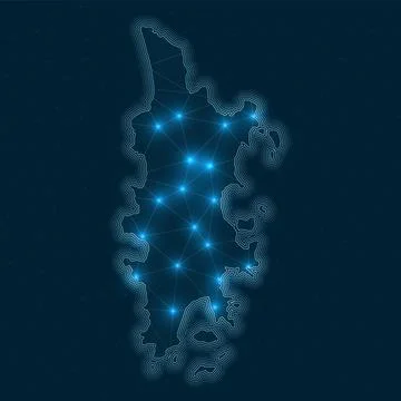 Phuket network map. Abstract geometric map of the island. Digital connectio.. Stock Illustration