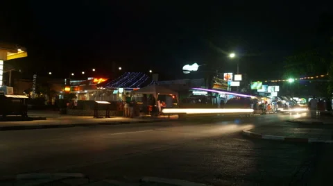 Phuket night road, time lapse Stock Footage 43145946
