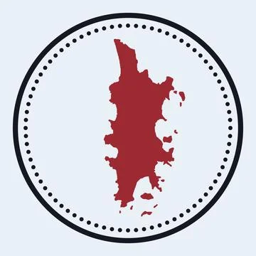 Phuket round stamp. Round logo with island map and title. Stylish minimal P.. Stock Illustration