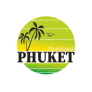 Phuket rubber stamp web logo t-shirt print design on a white background Stock Illustration