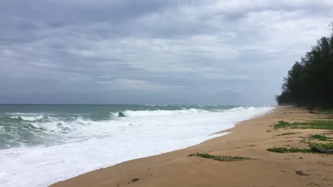 Phuket Sai Kaew Beach with cloudy sky Stock Footage 139727244