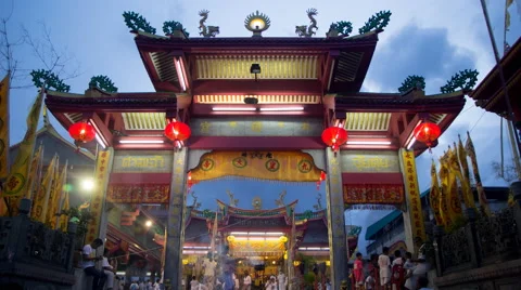 Phuket, Thailand 4 th Oct 2016. Chinese Jui Tui  shrine in Phuket town Video stock 68984796