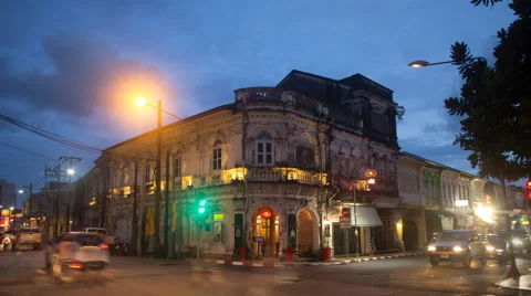 Phuket, Thailand.  5th Oct 2016. Portuguese style building in Phuket town Video stock 68984735