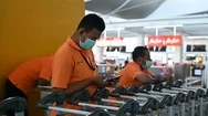 Phuket, Thailand - March 04 2020. Covid-19 Coronavirus Infection. Airport Staff Stock Footage