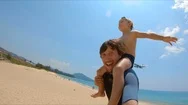 Phuket, Thailand - Oct. 02 : Father And Son Have Fun On The Beach Watching The Stock Footage