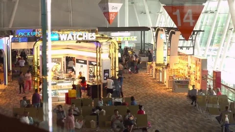 PHUKET, THAILAND - Passengers wait at the check in queue in departure Stock Footage 69245068